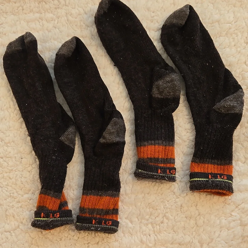 Smartwool Kid's Dark Gray Crew Socks with Orange Stripes